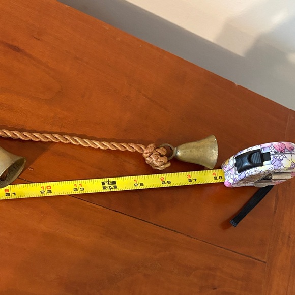 Vintage Brass Bell Door Hanger Rope Bell Strand Boho Cottage Decor - Picture 5 of 5